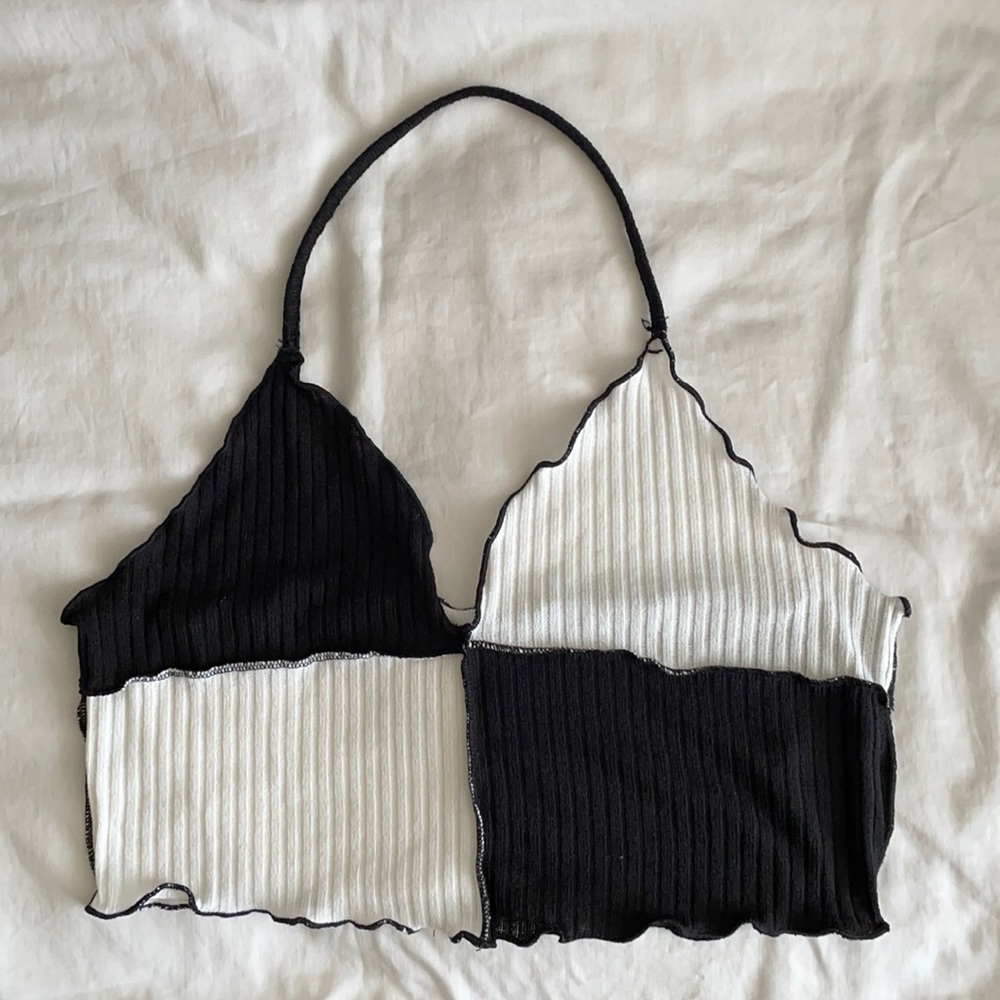 Black and white halter top